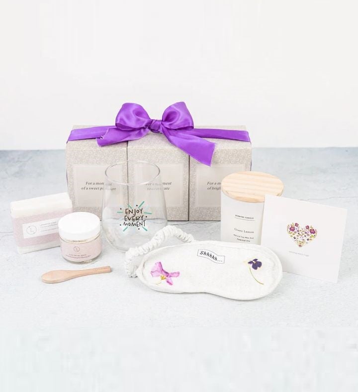 Spa Gift Basket - Luxury, Organic and Natural - Self Care Kit to Pamper Women, Mom, Sister, Friend - Birthday Gifts - Pink - High End, Deluxe Baskets