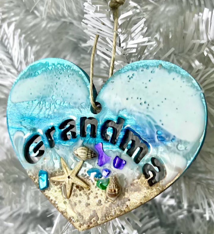 Grandparents & Grandchildren Hand painted Seascape Ornaments