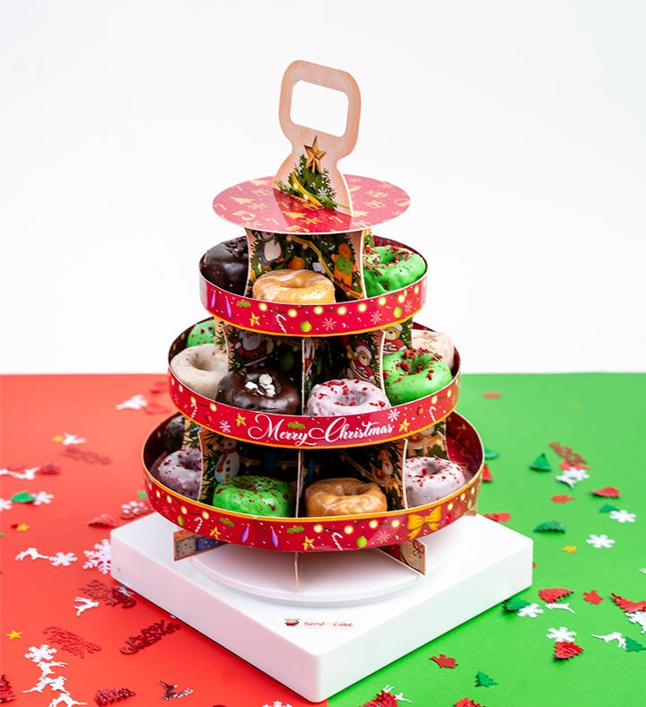Spinning Christmas Donut Tower