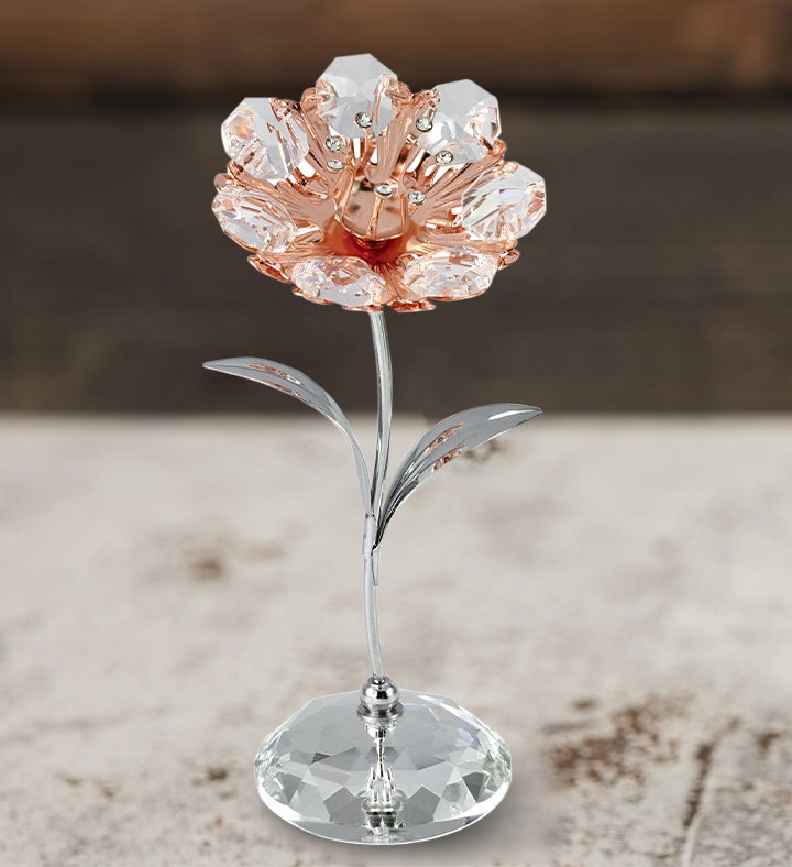 Chrome & Rose Plated Sunflower Figurine