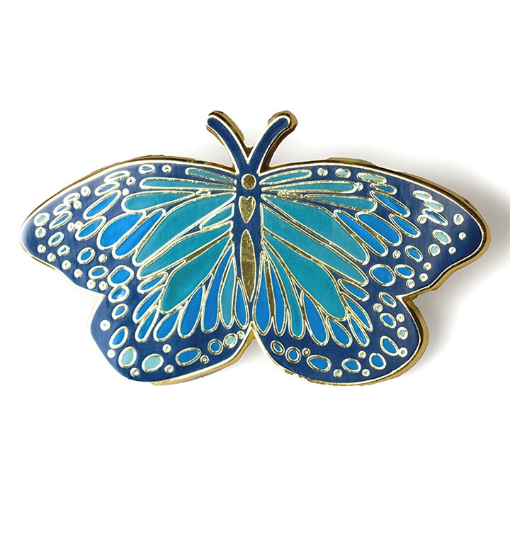 Morpho Blue Turquoise Butterfly Pin