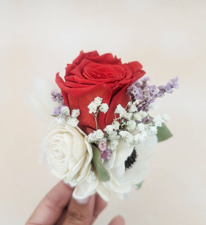 Preserved Red Rose Boutonniere