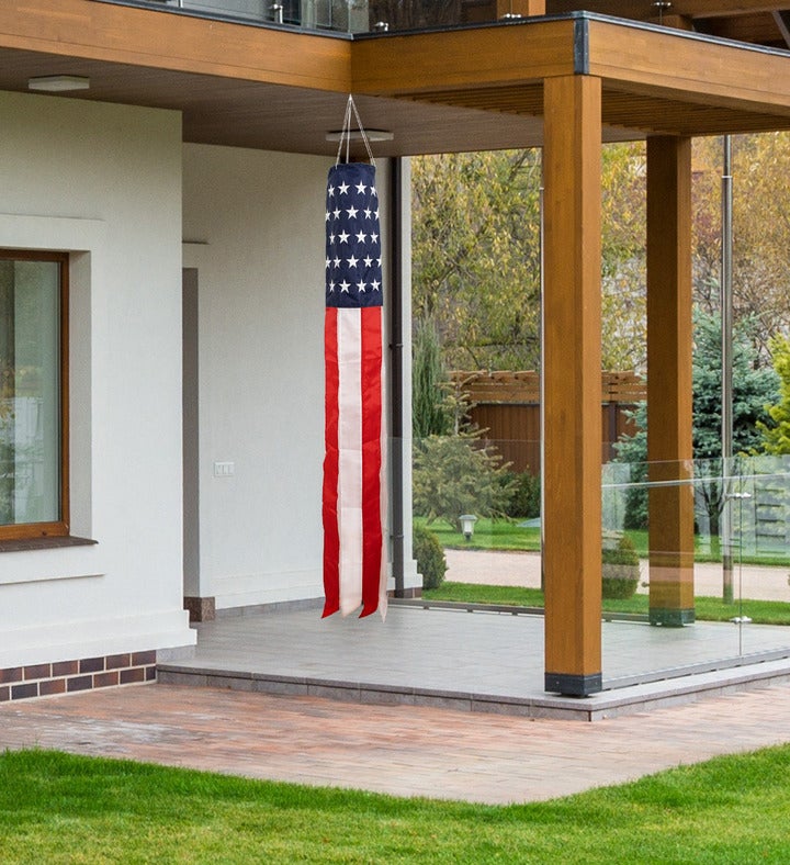 60" Patriotic Stars And Stripes Outdoor Windsock