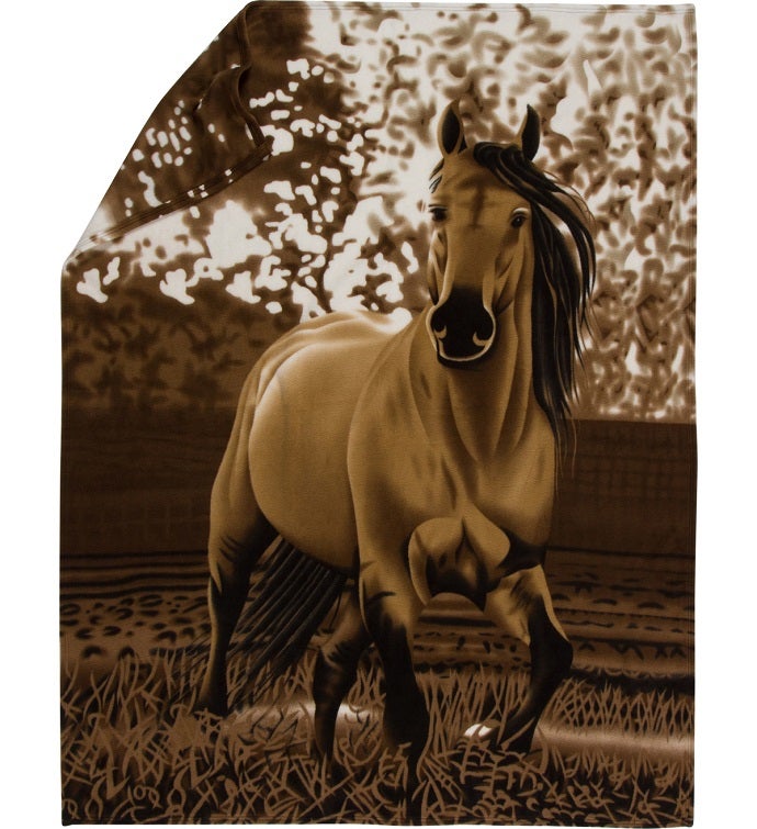 Western Horse Fleece Throw Blanket