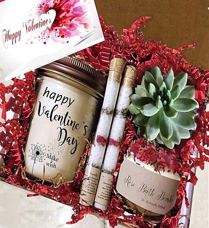 Valentine Succulent & Spa Gift Box
