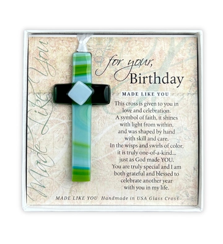 Birthday Cross: Handmade Glass