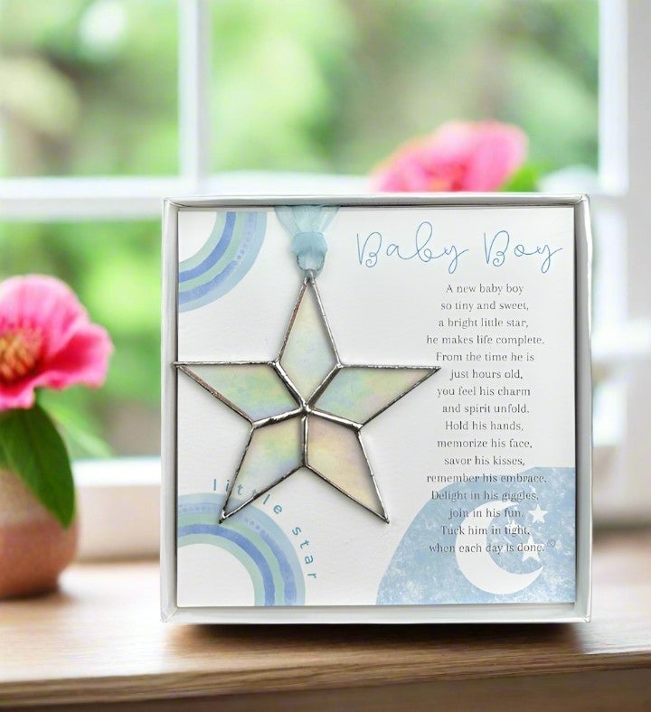 Little Star: Baby Boy Gift Handmade Stained Glass Star