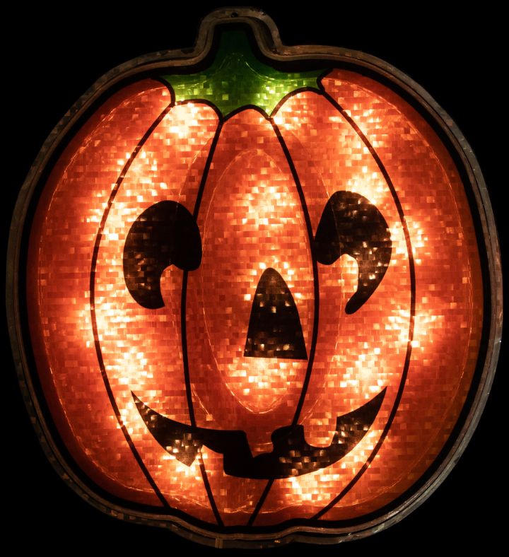 13.5" Lighted Orange Jack O' Lantern Halloween Window Silhouette