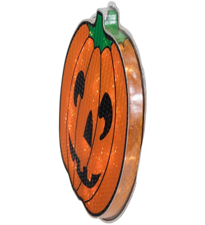 13.5" Lighted Orange Jack O' Lantern Halloween Window Silhouette