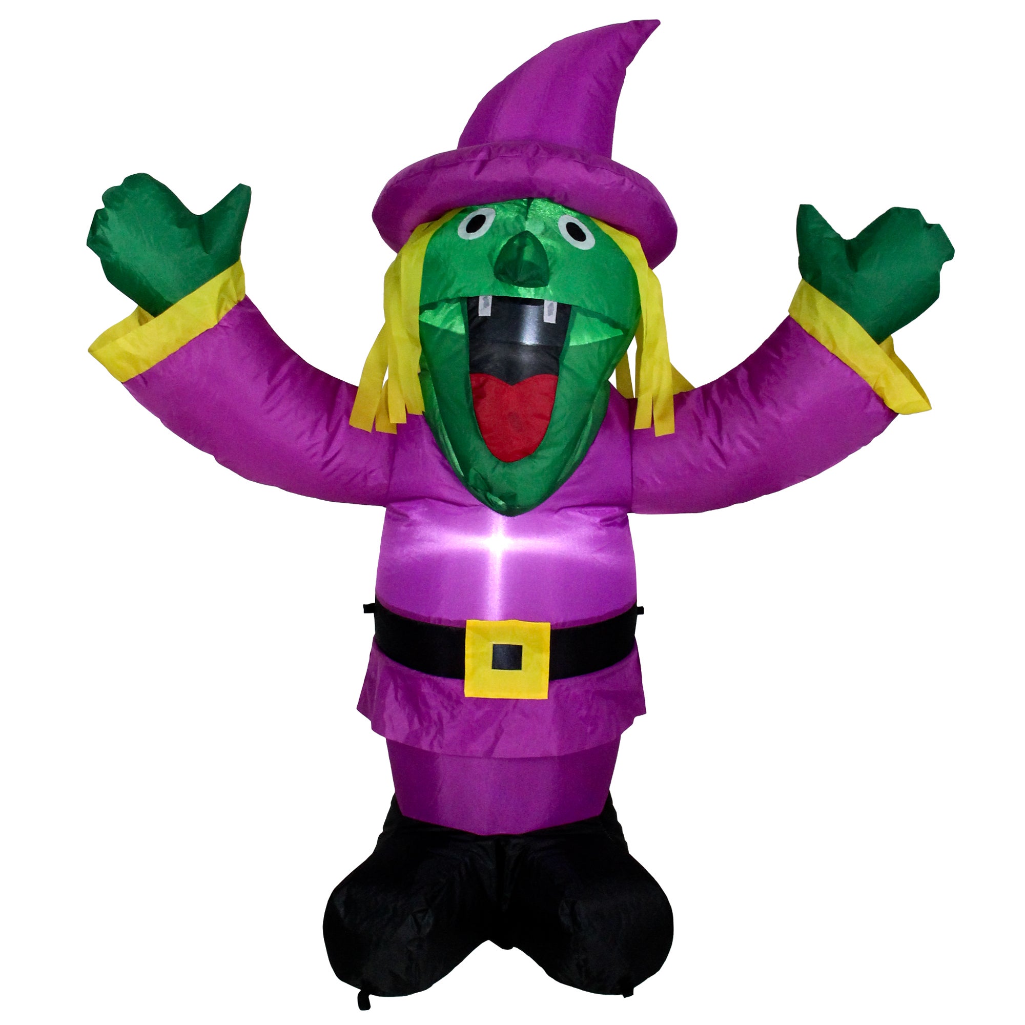 Purple Inflatable Lighted Witch Halloween Outdoor Decoration