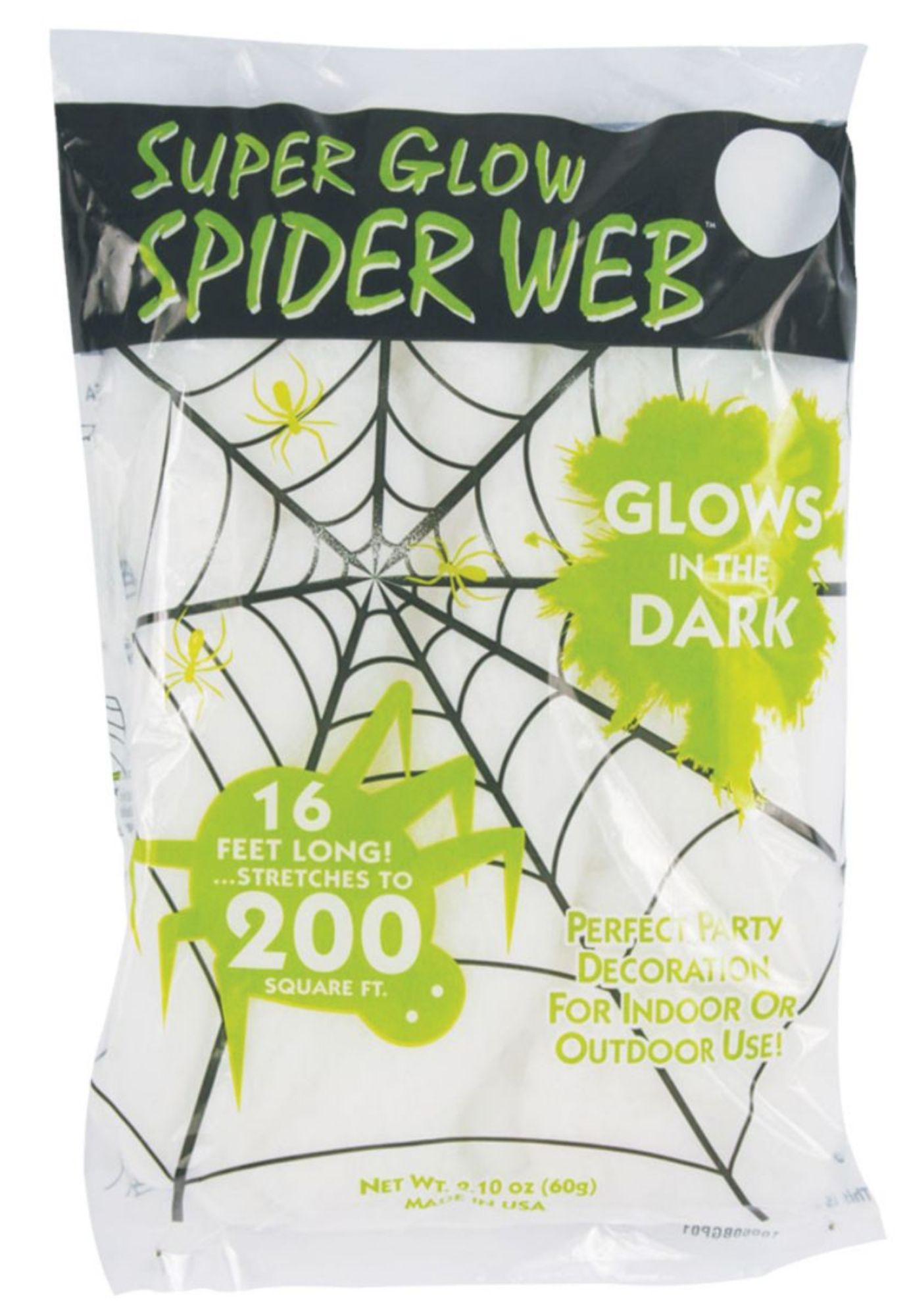 Super Stretch Glow In The Dark Spiderweb Halloween Decor