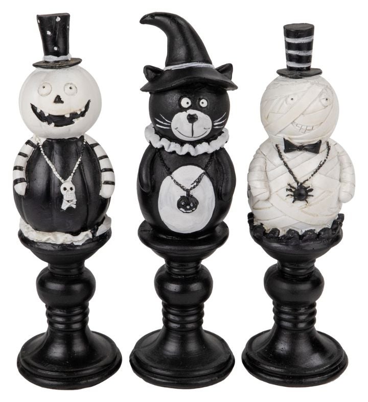 Set Of 3 Halloween Candlestick Decorations