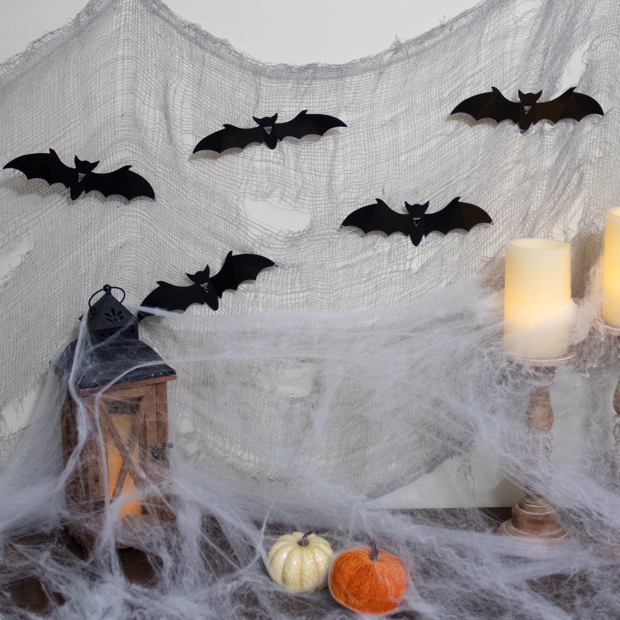 Gray Gauze And Bats Halloween Decoration Kit