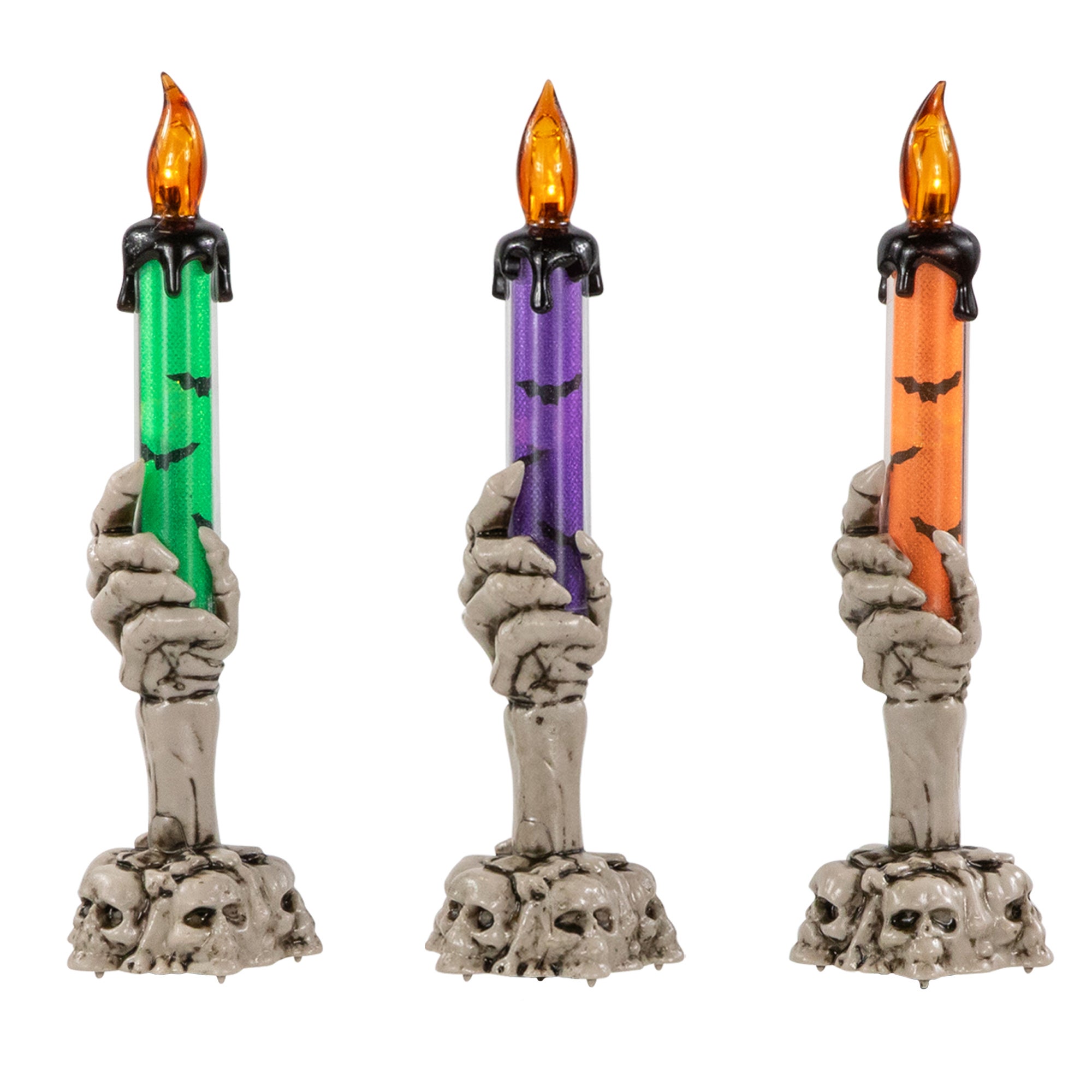 Led Lighted Skeleton Hand Halloween Candles 8 25 Set Of 3