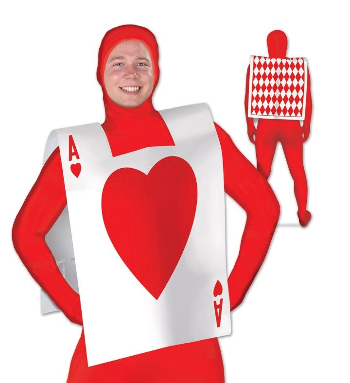 12 Pack Red & White Wonderland Ace Of Hearts Men's Vest Costume 25"