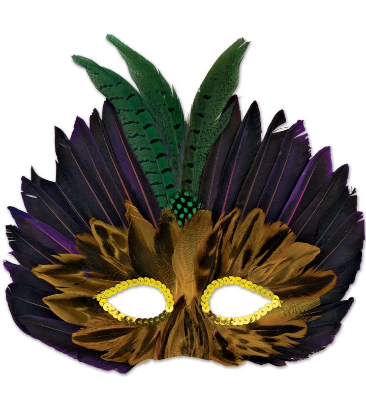 12 Pack Purple Unisex Adult Feathered Mardi Gras Mask Costume