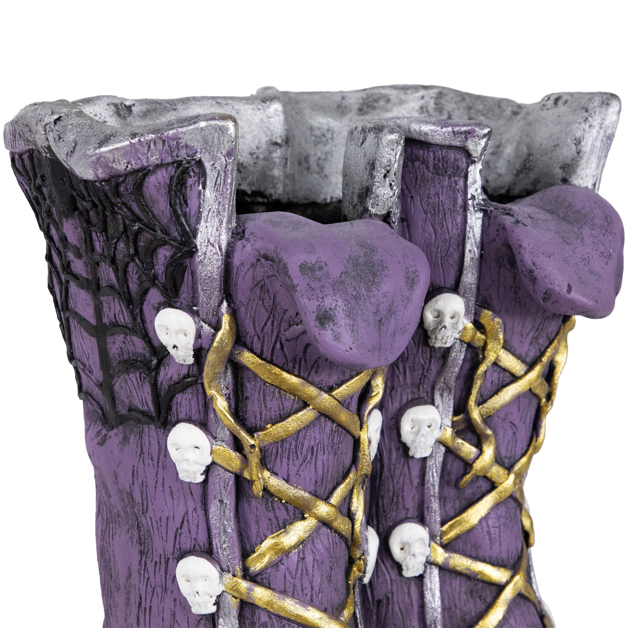 Ceramic Witch's Boots Halloween Decoration - 15" - Purple