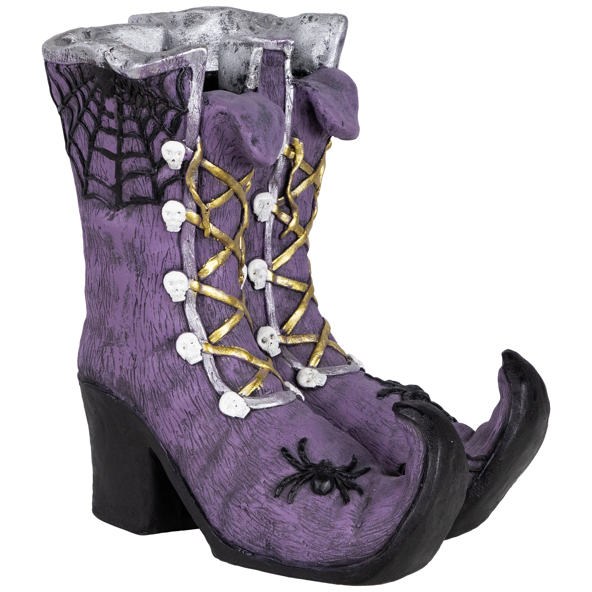 Ceramic Witch's Boots Halloween Decoration   15"   Purple