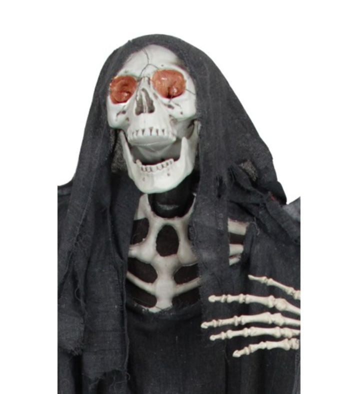 66" Pre-lit Black And Red Sonic Skeletal Reaper With Wings Halloween Decor