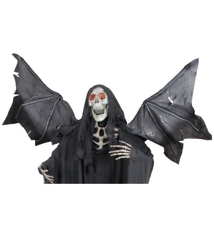 66" Pre-lit Black And Red Sonic Skeletal Reaper With Wings Halloween Decor