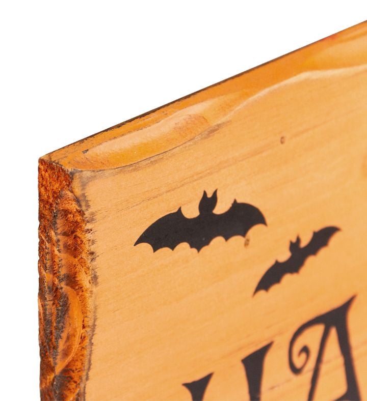 24" Wooden 'happy Halloween' Wall Sign With Bats