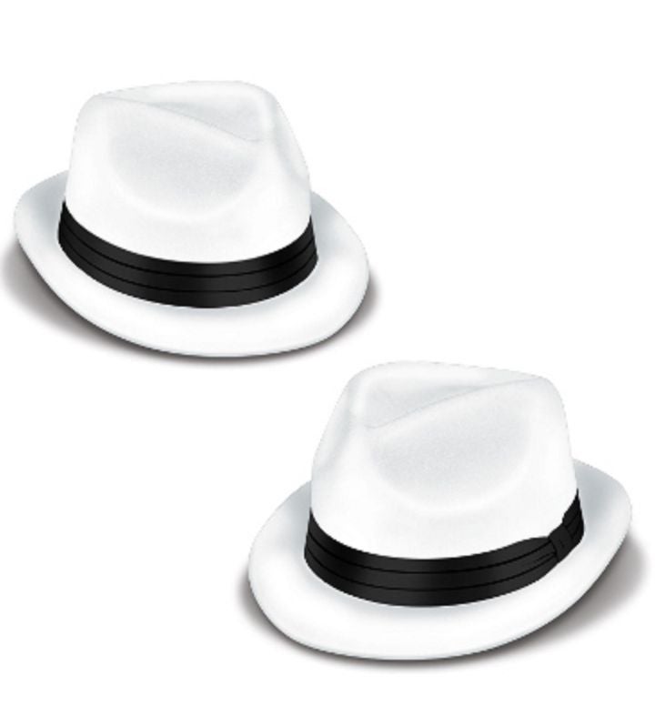 Pack Of 25 White And Black Velour Chairman Costume Hat - Adult One Size