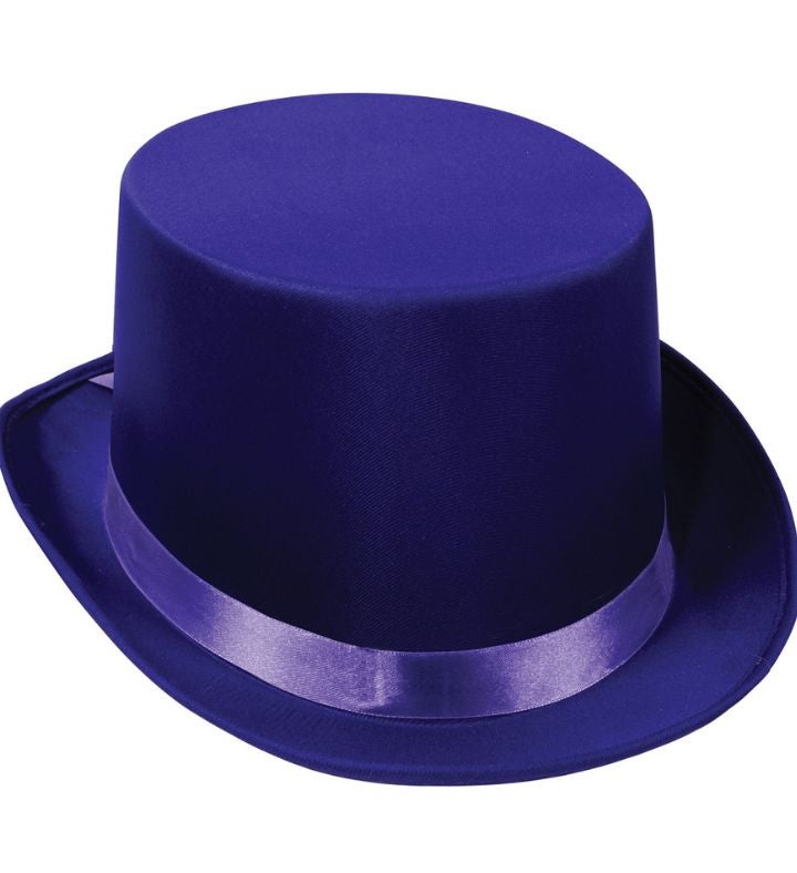 Pack Of 6 Purple Satin Sleek Costume Top Hat - Adult One Size