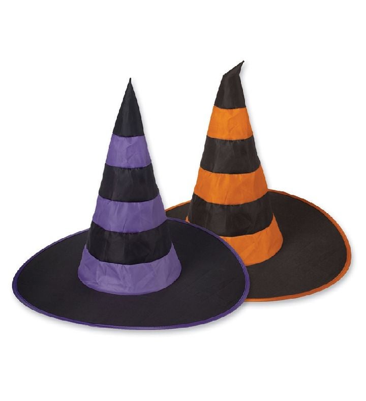 Club Pack Of 12 Assorted Colors Halloween Nylon Witch Hats