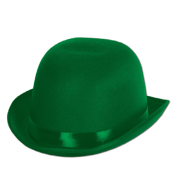 Pack Of 6 Green Satin Sleek Derby Costume Hat   Adult One Size