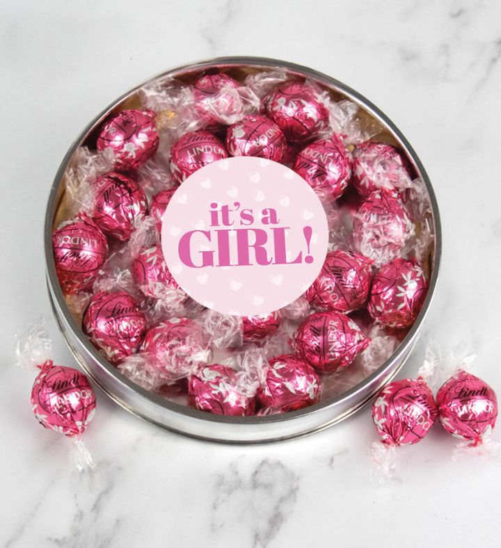 It's A Girl Gift Tin Filled With Lindor Truffles By Lindt