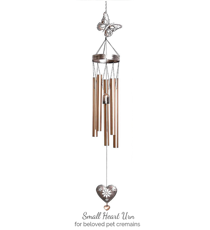 Pet Sympathy Gift Cremation Wind Chime With Memorial Heart Urn For Ashes