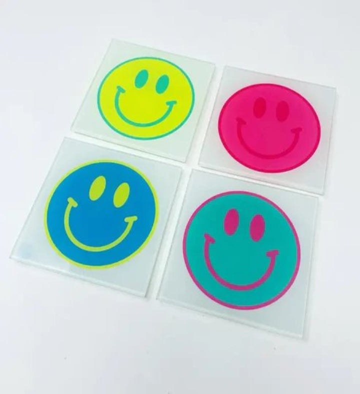 Happy Face Smiley Face Coaster Set