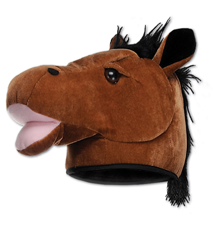 Pack Of 6 Brown & Black Unisex Horse Head Hat Halloween Costume