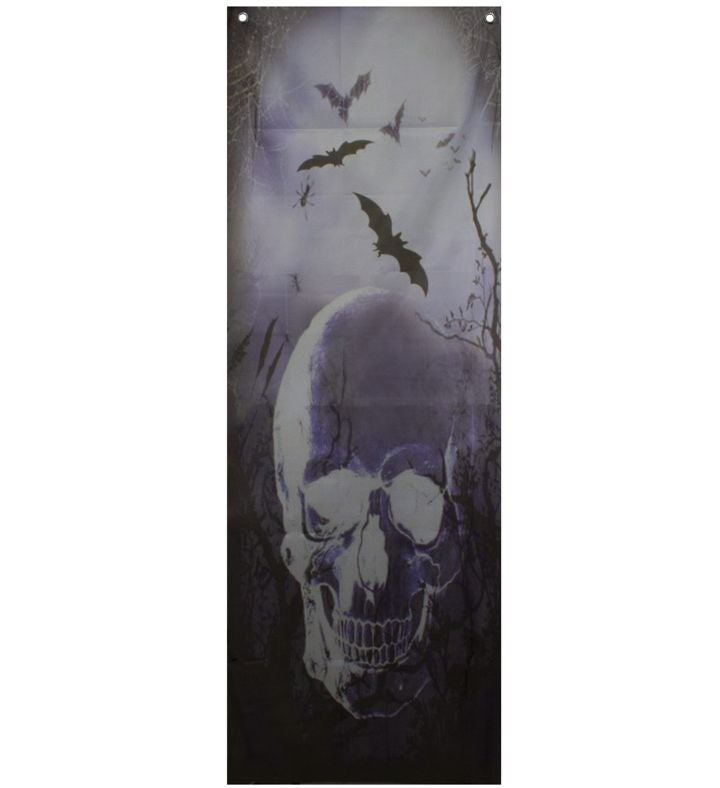 70.75” Spooky Blue Skull Graveyard Halloween Door Decoration