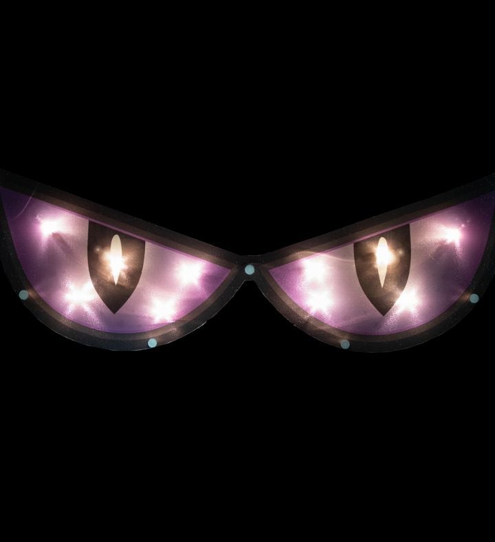 20" Lighted Purple Eyes Halloween Window Silhouette Decoration