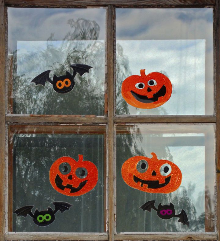 6-piece Jack-o-lantern And Bats Halloween Gel Window Clings