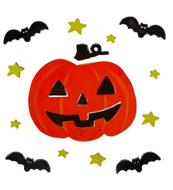 18 piece Jack o lantern And Bat Halloween Gel Window Clings