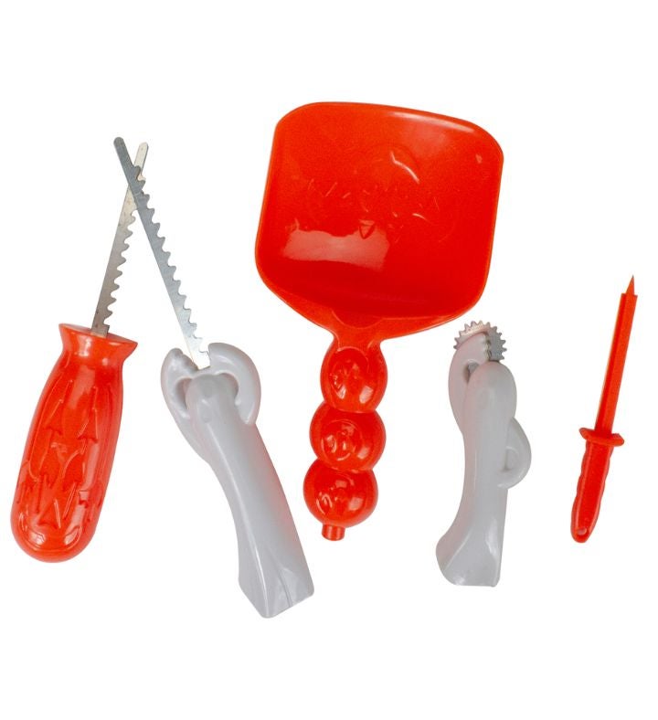 11" White And Orange Pumpkin Carving Kit