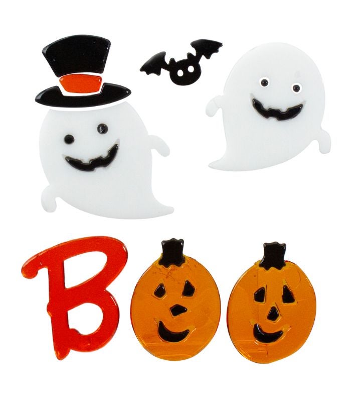 9-piece Pumpkin And Ghost "boo" Halloween Gel Window Clings