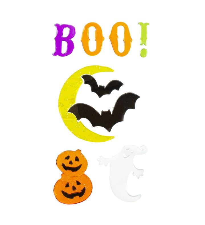 10 piece Moon And Bats Halloween Gel Window Clings