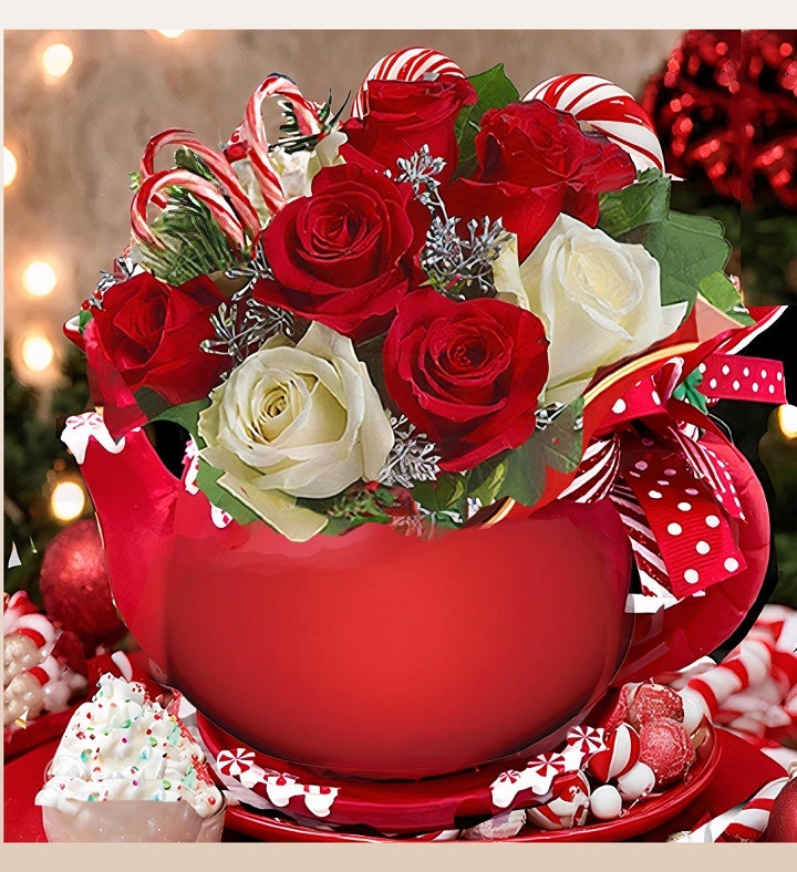Christmas Teapot With Soap Flowers