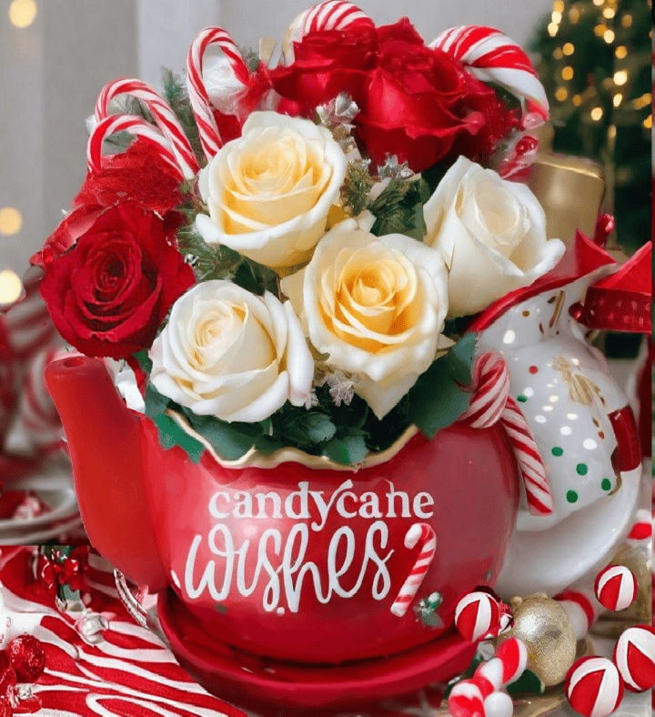 Christmas Teapot With Soap Flowers