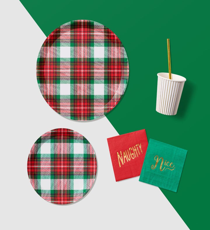 Winter Plaid Small Plates  10 Per Pack