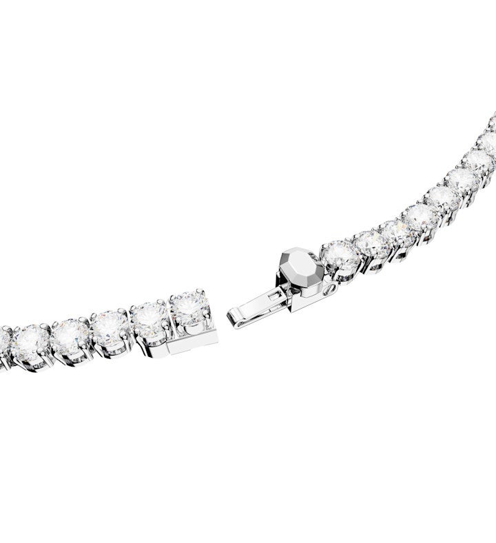 Matrix Tennis Necklace, Round Cut, White, Rhodium Plated
