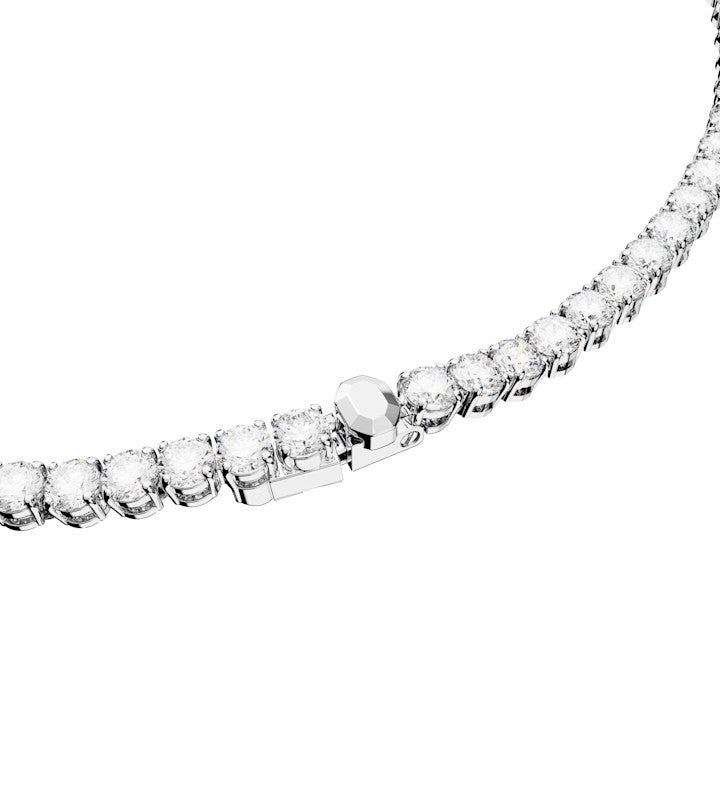 Matrix Tennis Necklace, Round Cut, White, Rhodium Plated
