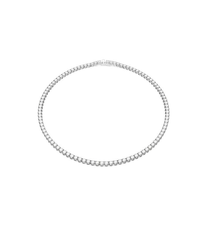 Matrix Tennis Necklace, Round Cut, White, Rhodium Plated