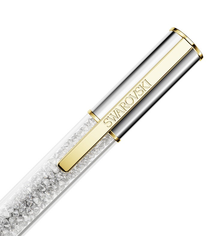 Crystalline Lustre Ballpoint Pen, Silver Tone, Mixed Metal Finish