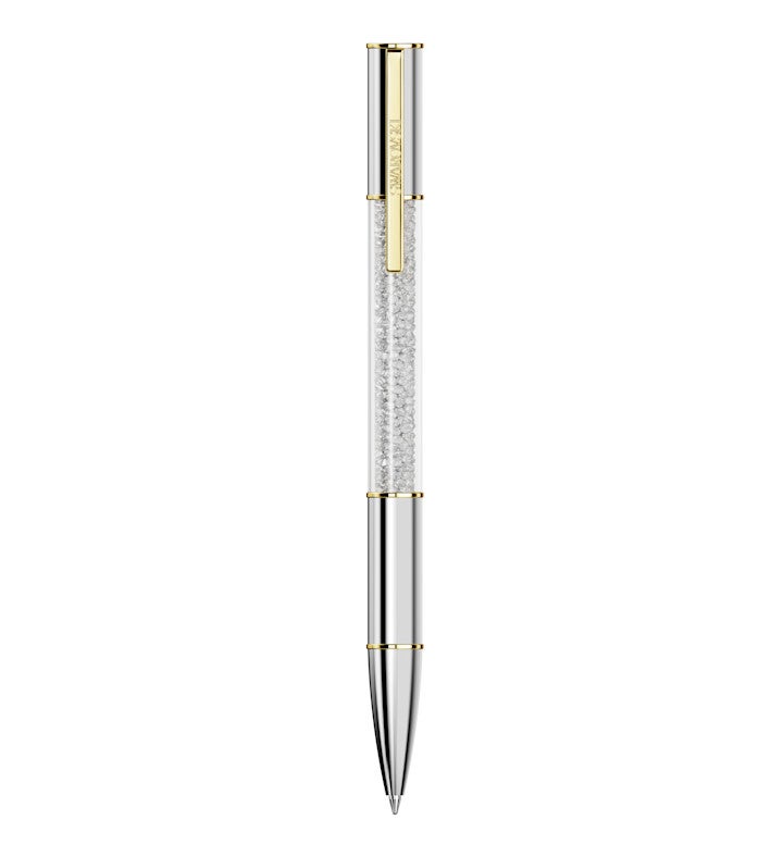 Crystalline Lustre Ballpoint Pen, Silver Tone, Mixed Metal Finish