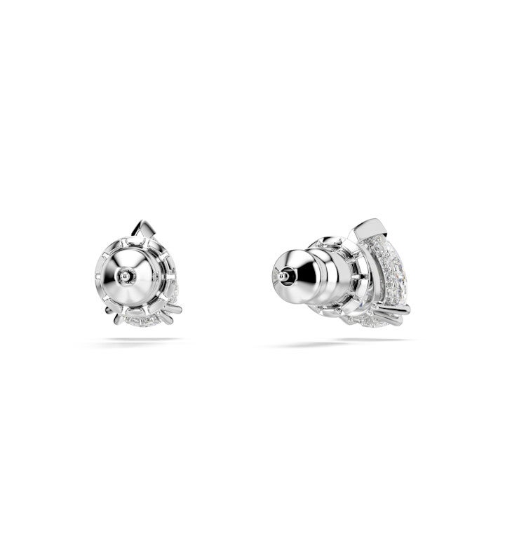 Stilla Stud Earrings, Pear Cut, White, Rhodium Plated