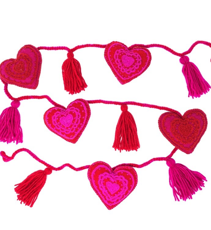 Valentine Heart Garland   Pink